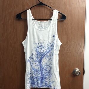 Elegant White and Blue Tank Top